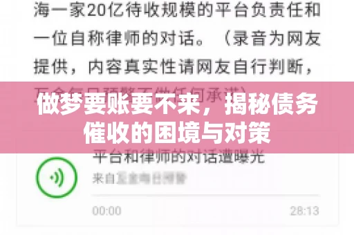 做梦要账要不来，揭秘债务催收的困境与对策