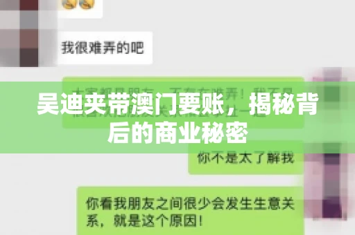 吴迪夹带澳门要账，揭秘背后的商业秘密
