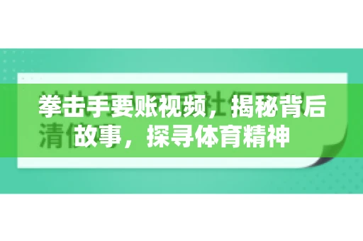 拳击手要账视频，揭秘背后故事，探寻体育精神