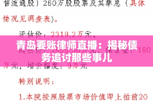 青岛要账律师直播：揭秘债务追讨那些事儿