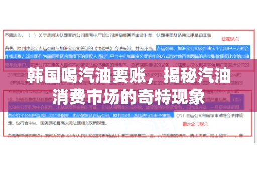 韩国喝汽油要账，揭秘汽油消费市场的奇特现象