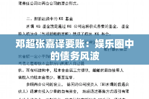 邓超张嘉译要账：娱乐圈中的债务风波