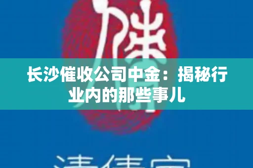 长沙催收公司中金：揭秘行业内的那些事儿
